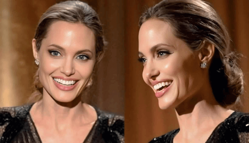 Angelina Jolie posing gracefully in a stylish outfit