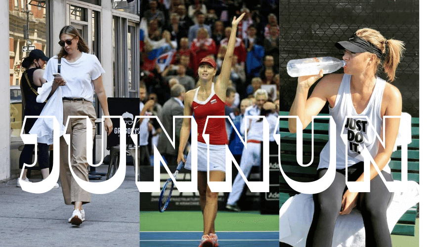Collage of three beautiful images of Maria Sharapova showing her elegance and charm